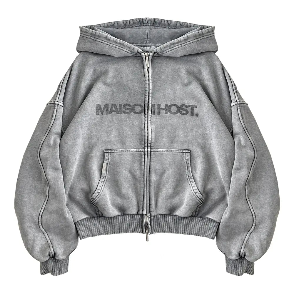 ZIPPED HOODIE GREY
