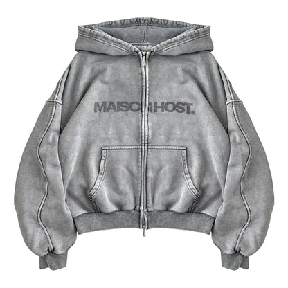 ZIPPED HOODIE GREY