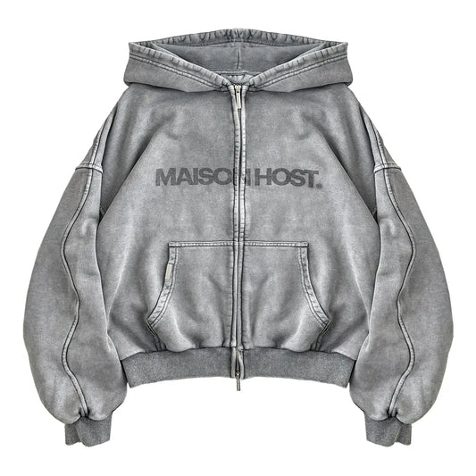 ZIPPED HOODIE GREY