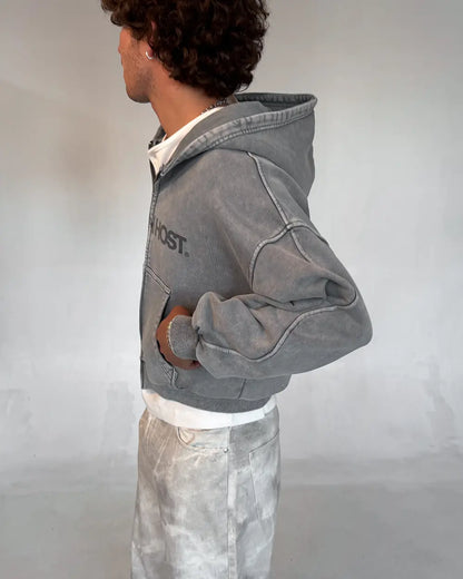 ZIPPED HOODIE GREY